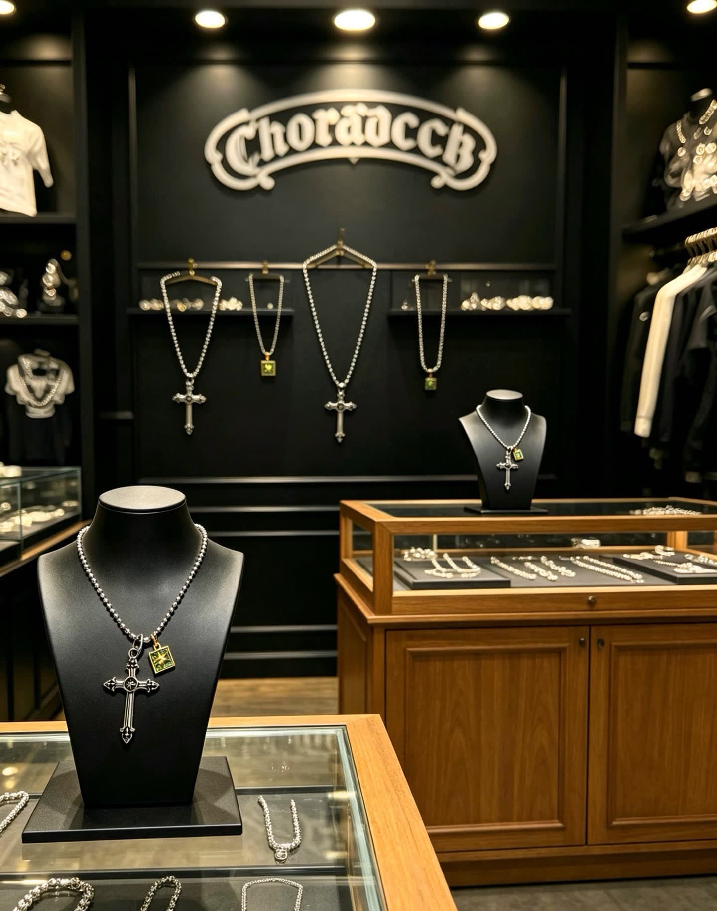 Chrome Hearts Tome Beads Cross Pendant Necklace